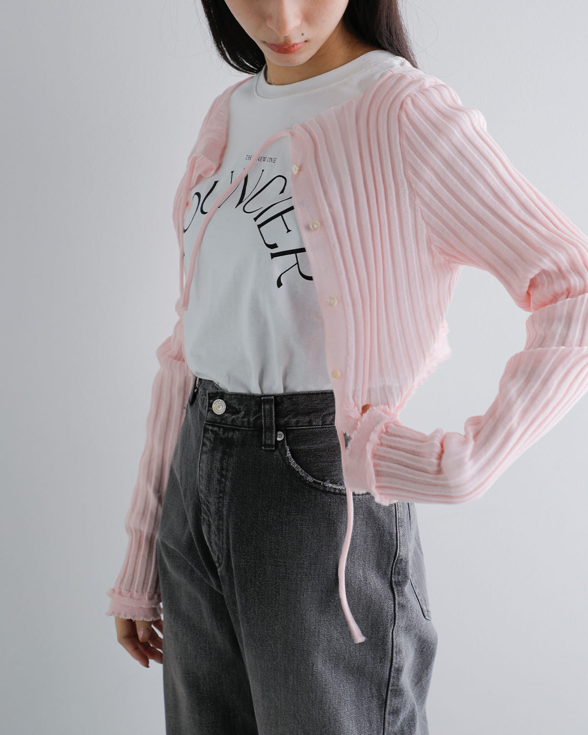 AKANE UTSUNOMIYA(アカネウツノミヤ)コットンリブニットクロップドカーディガン akes-014