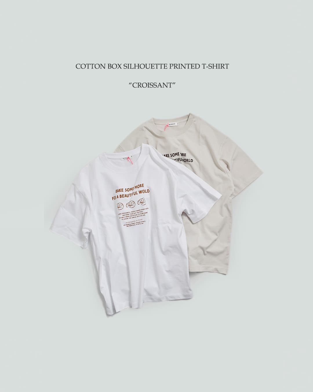 ALDAYSコットン ボックスシルエット プリント Tシャツ CROISSANT al-ss022