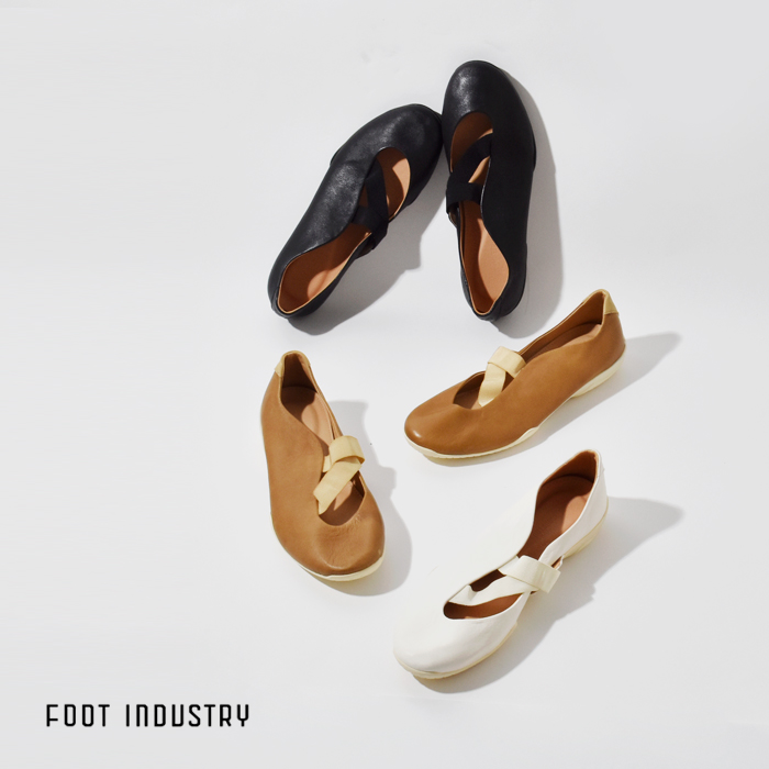 FOOT INDUSTRY(フットインダストリー)レザーツーストラップバレエシューズawc018