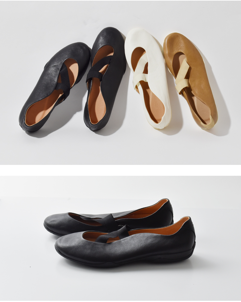 FOOT INDUSTRY(フットインダストリー)レザーツーストラップバレエシューズawc018