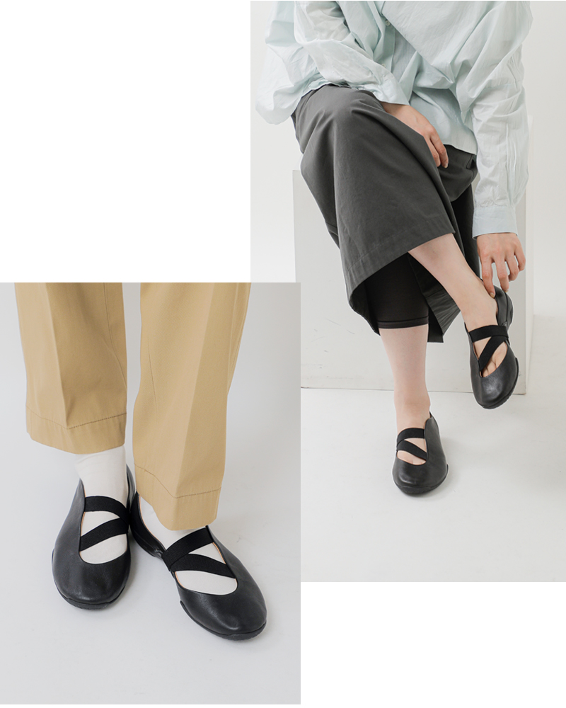 FOOT INDUSTRY(フットインダストリー)レザーツーストラップバレエシューズawc018