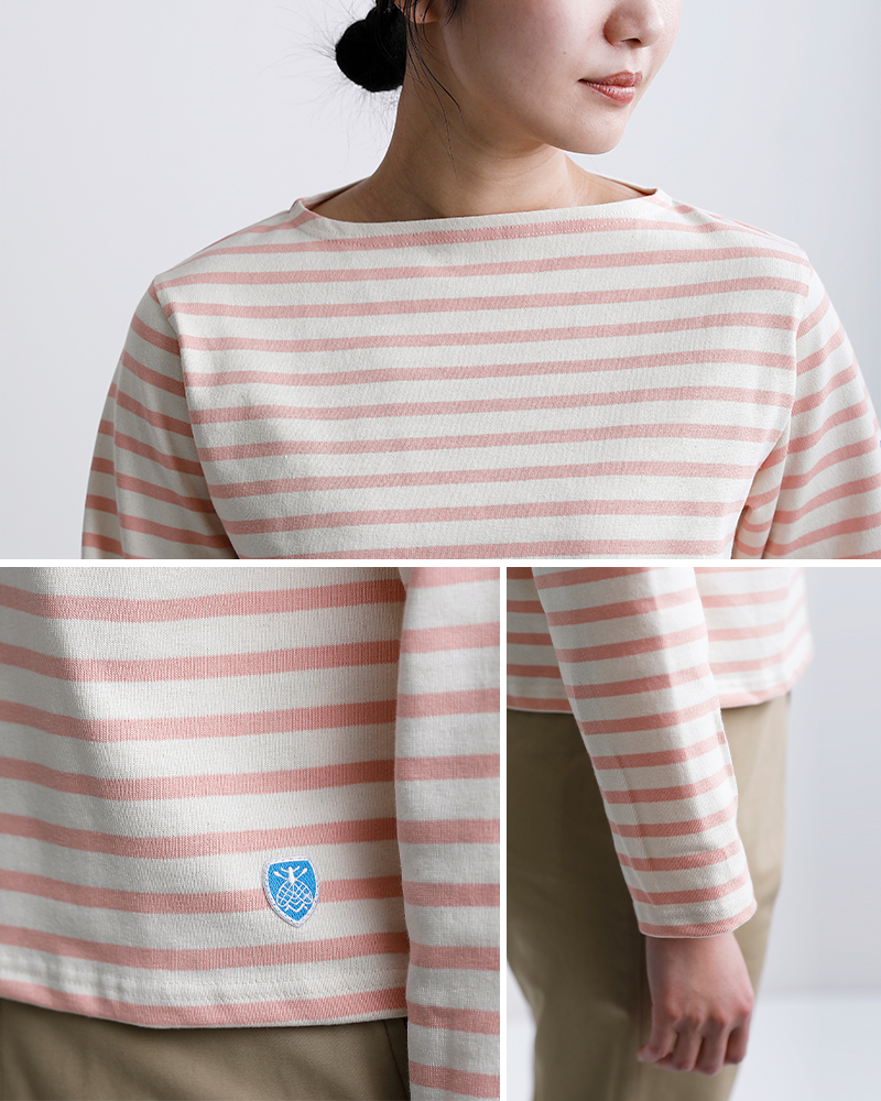 ORCIVAL(オーチバル・オーシバル)コットンロードボーダーショートレングスボートネック長袖Tシャツb511