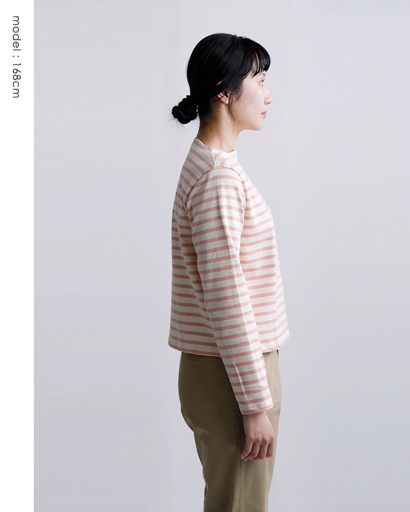 ORCIVAL(オーチバル・オーシバル)コットンロードボーダーショートレングスボートネック長袖Tシャツb511