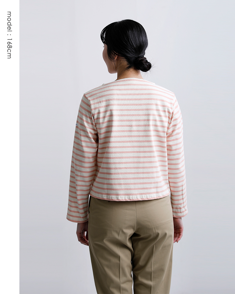 ORCIVAL(オーチバル・オーシバル)コットンロードボーダーショートレングスボートネック長袖Tシャツb511