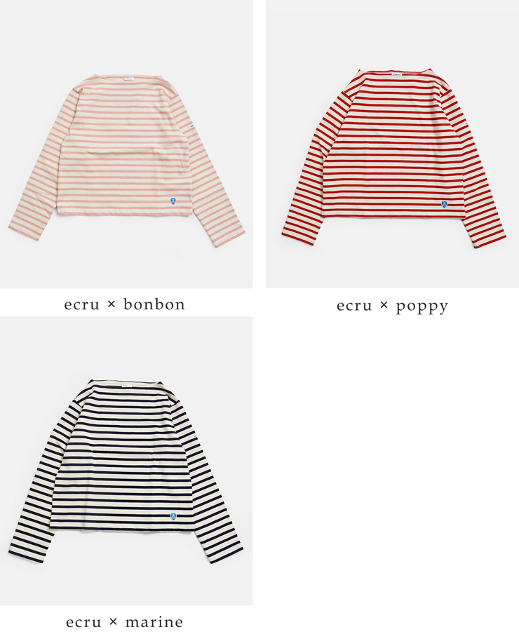 ORCIVAL(オーチバル・オーシバル)コットンロードボーダーショートレングスボートネック長袖Tシャツb511
