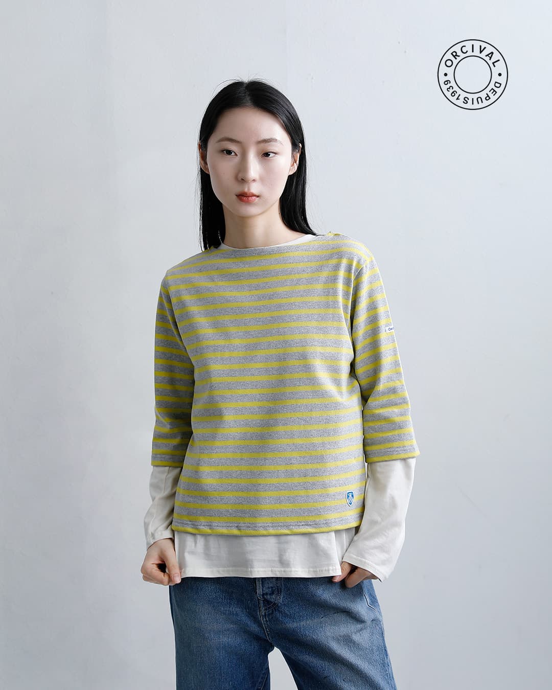 ORCIVALコットンロード ショートレングス ボートネック 半袖 Tシャツ