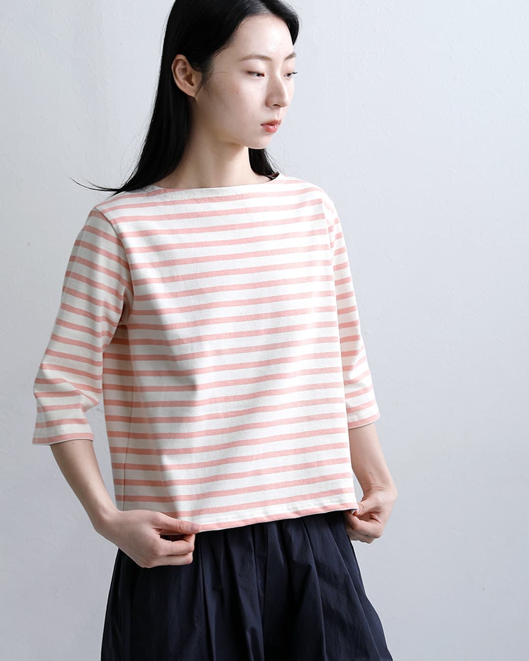 ORCIVALコットンロード ショートレングス ボートネック 半袖 Tシャツ