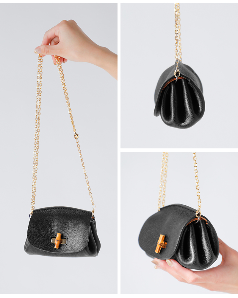 POMTATA(ポンタタ)カウレザーバンブーウォレットショルダーバッグBAMBWALLETSHOULDERbamb-wallet-sh