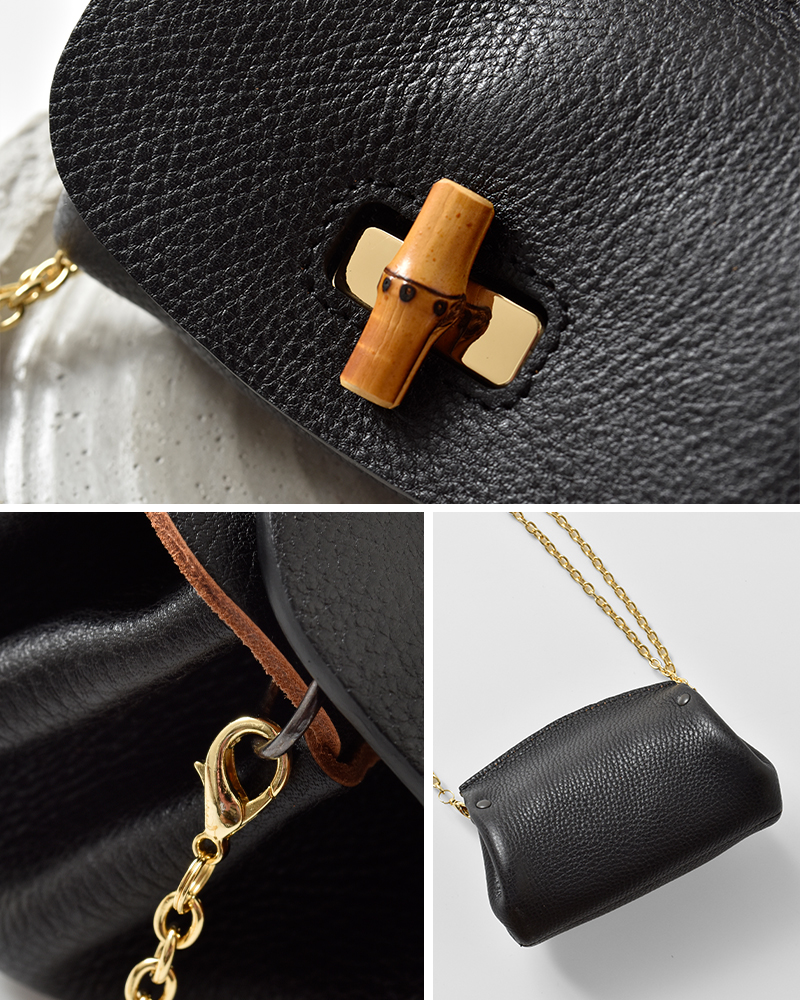 POMTATA(ポンタタ)カウレザーバンブーウォレットショルダーバッグBAMBWALLETSHOULDERbamb-wallet-sh