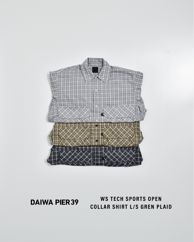 DAIWA PIER39�e�b�N �X�|�[�c �O�����`�F�b�N �����V���c Ws TECH SPORTS OPEN COLLAR SHIRT L/S GREN PLAID be-82026l