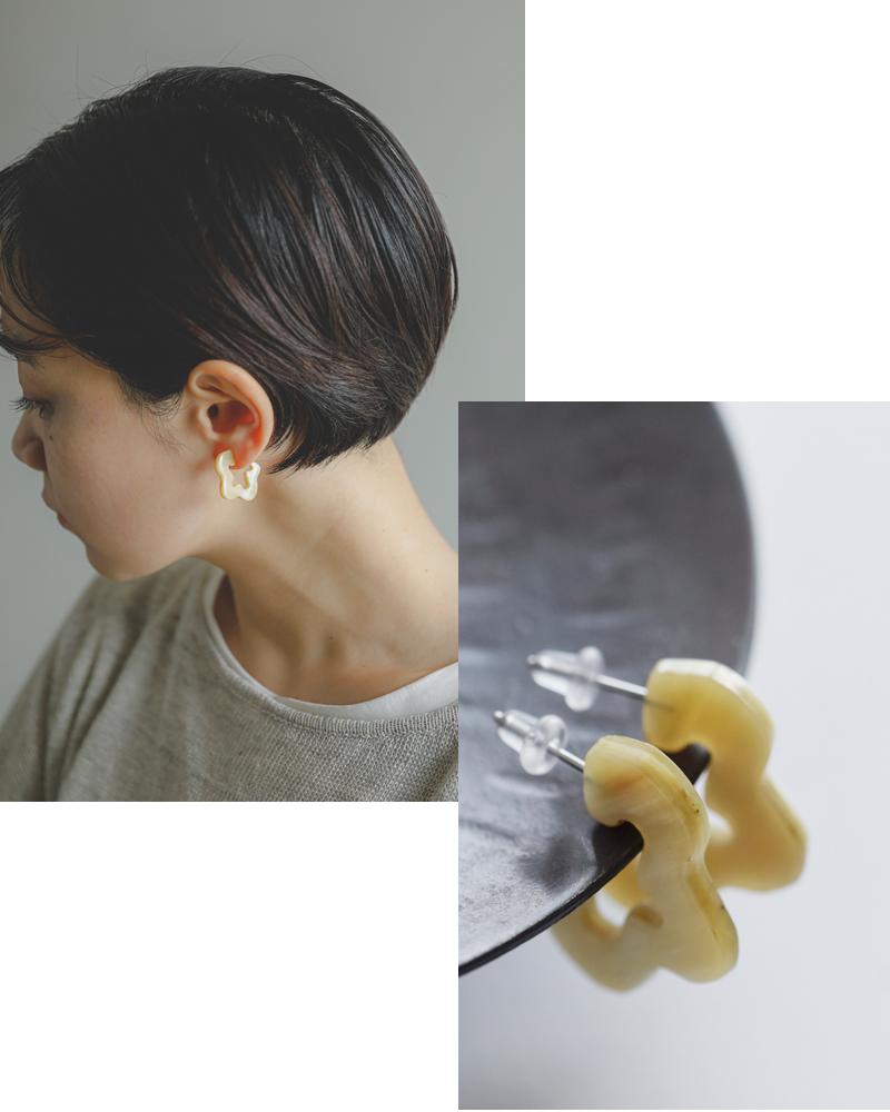 L’INDOCHINEUR(ランドシヌール)ハンドメイドホーンピアスbjx961-2a