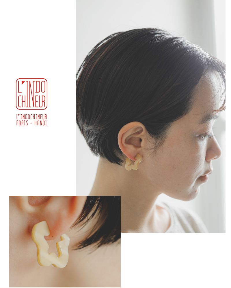 L’INDOCHINEUR(ランドシヌール)ハンドメイドホーンピアスbjx961-2a