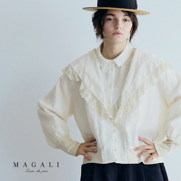 MAGALI(マガリ)コルトレイクリネンレース襟カーディガンbl276