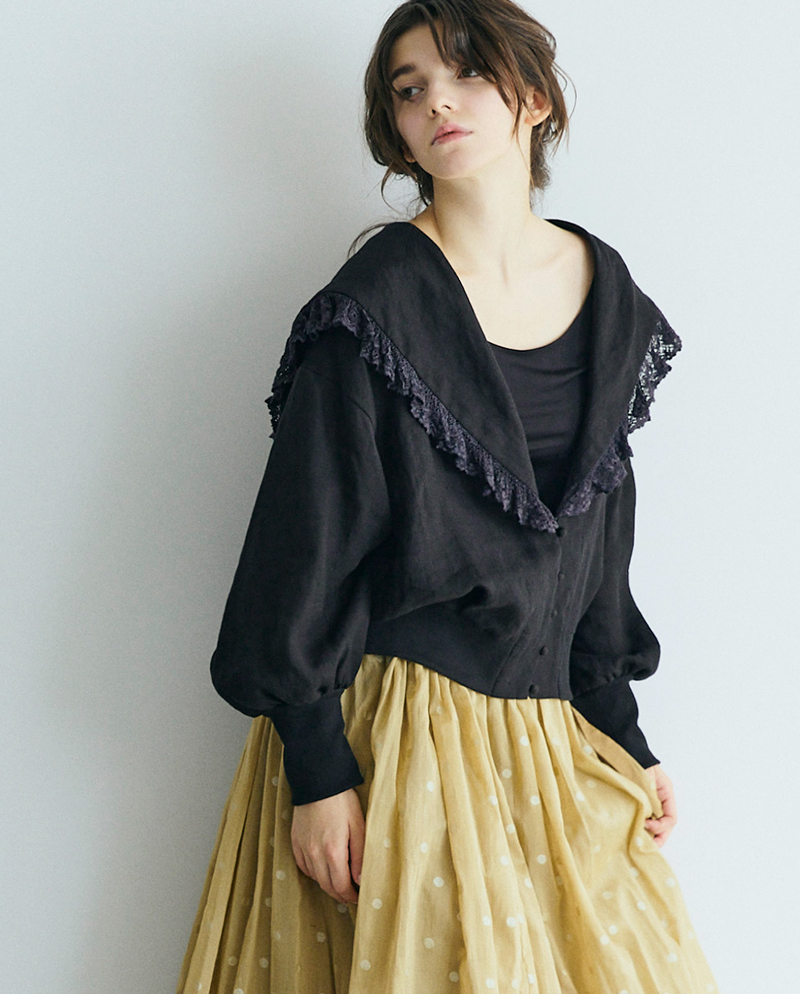 MAGALI(マガリ)コルトレイクリネンレース襟カーディガンbl276