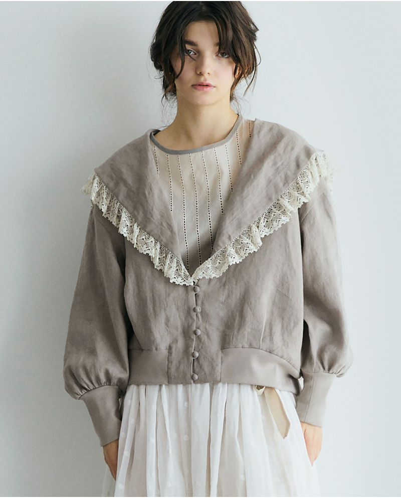 MAGALI(マガリ)コルトレイクリネンレース襟カーディガンbl276