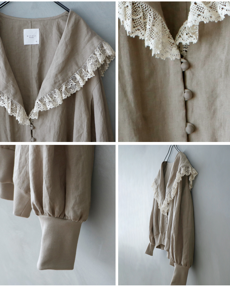 MAGALI(マガリ)コルトレイクリネンレース襟カーディガンbl276