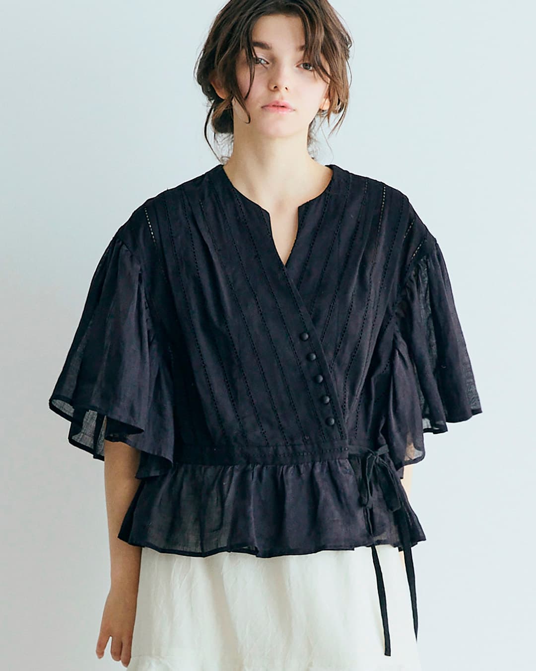 MAGALIコットン レース カシュクール ブラウス bl277