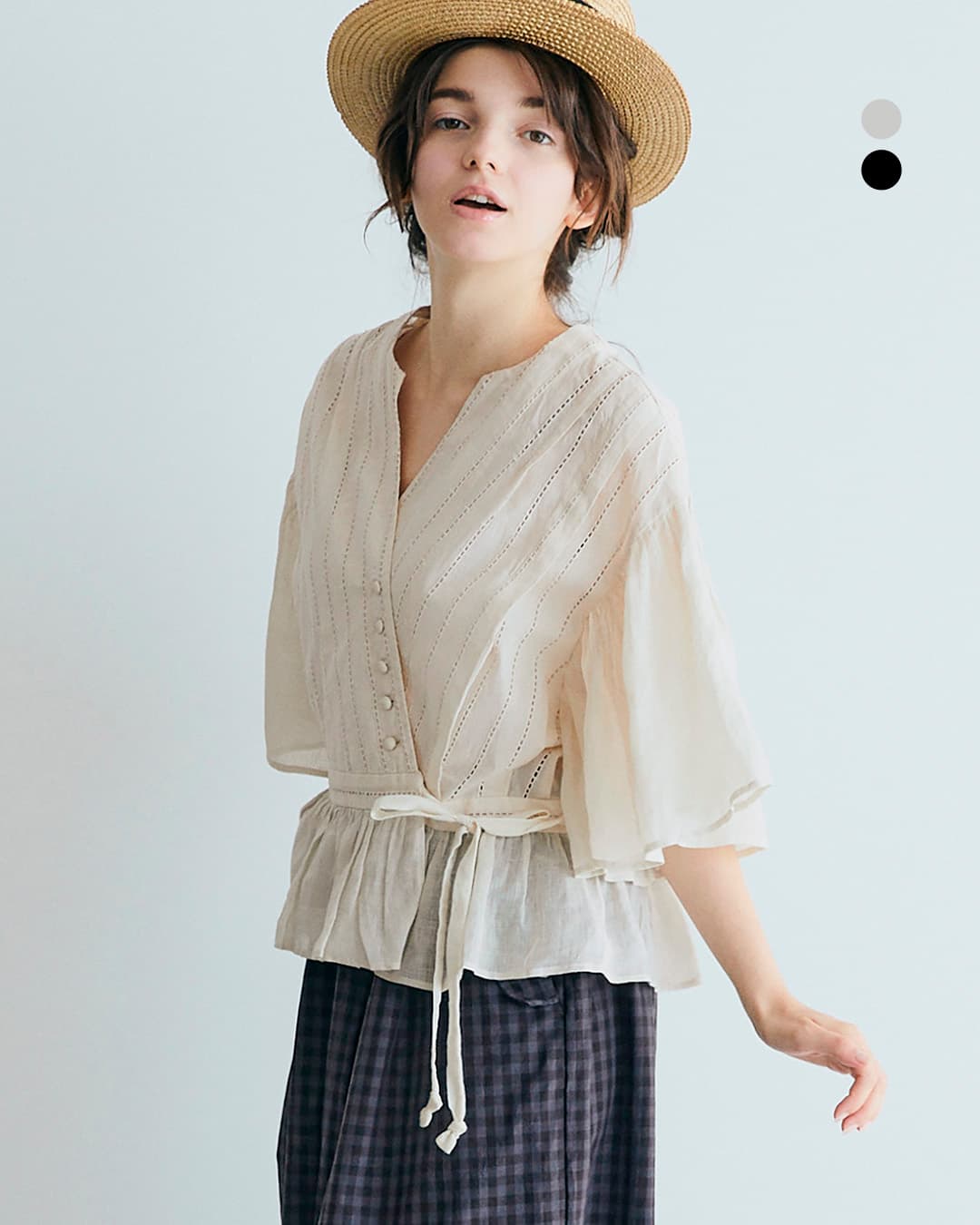 MAGALIコットン レース カシュクール ブラウス bl277