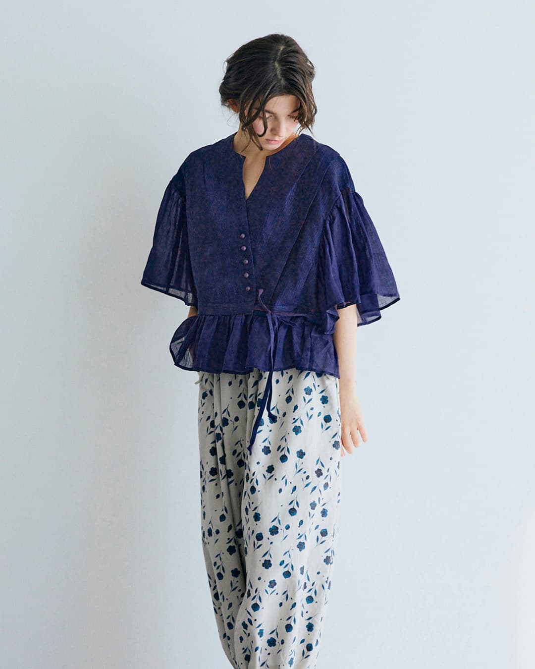 MAGALIインディゴリネン カシュクール ブラウス bl277-same1