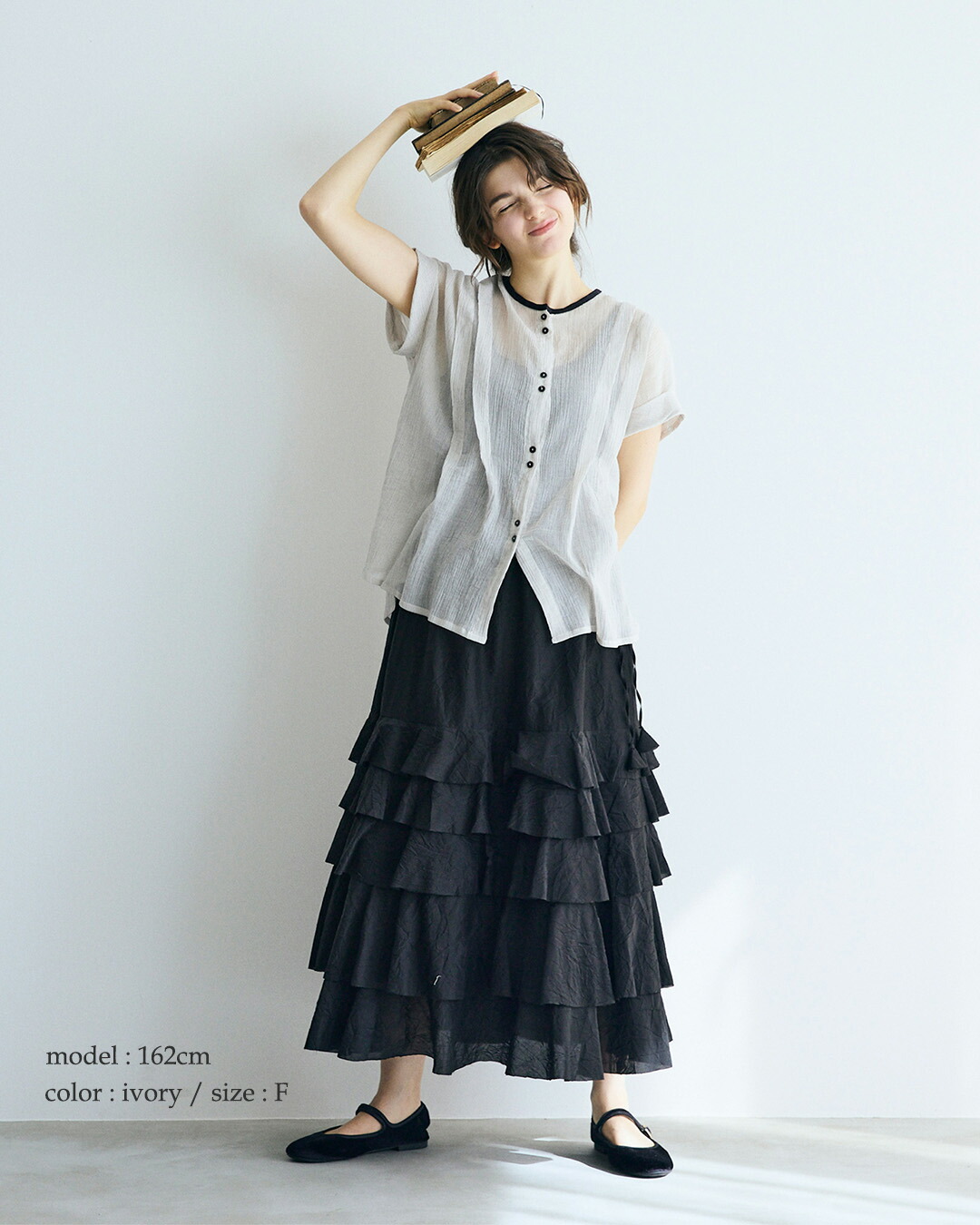 MAGALI マガリ ストライプ コットンシフォン タック ブラウス bl283
