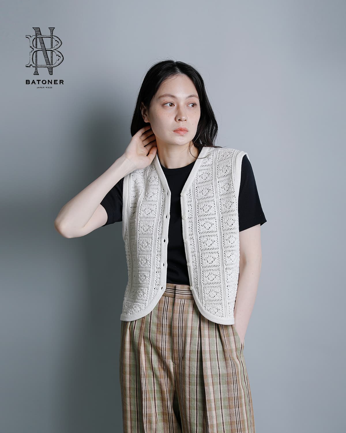 BATONER�O���b�V�[���[�X �I�[�v�� �x�X�g �gGRASSY LACE OPEN VEST�h bn-26sl-030