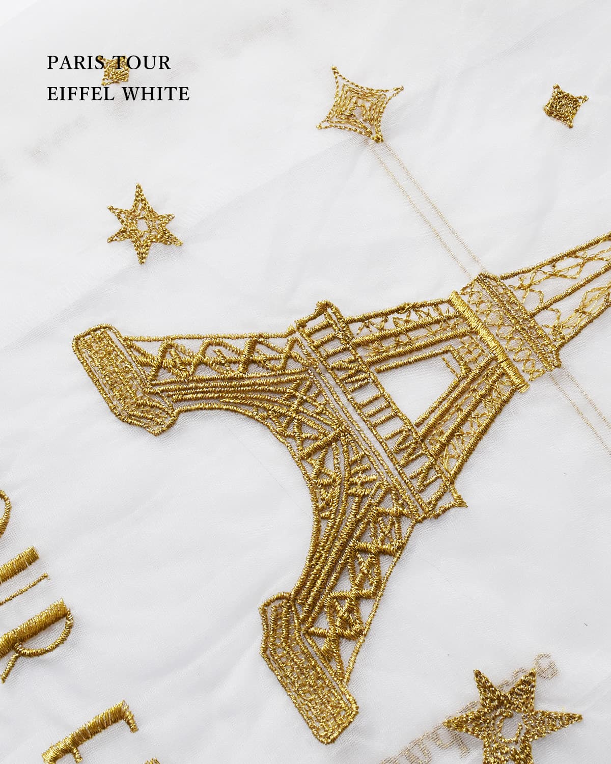 BRIGITTE TANAKA刺繍 トートバッグ “PARIS TOUR EIFFEL WHITE” bt-mo-paristoureiffel