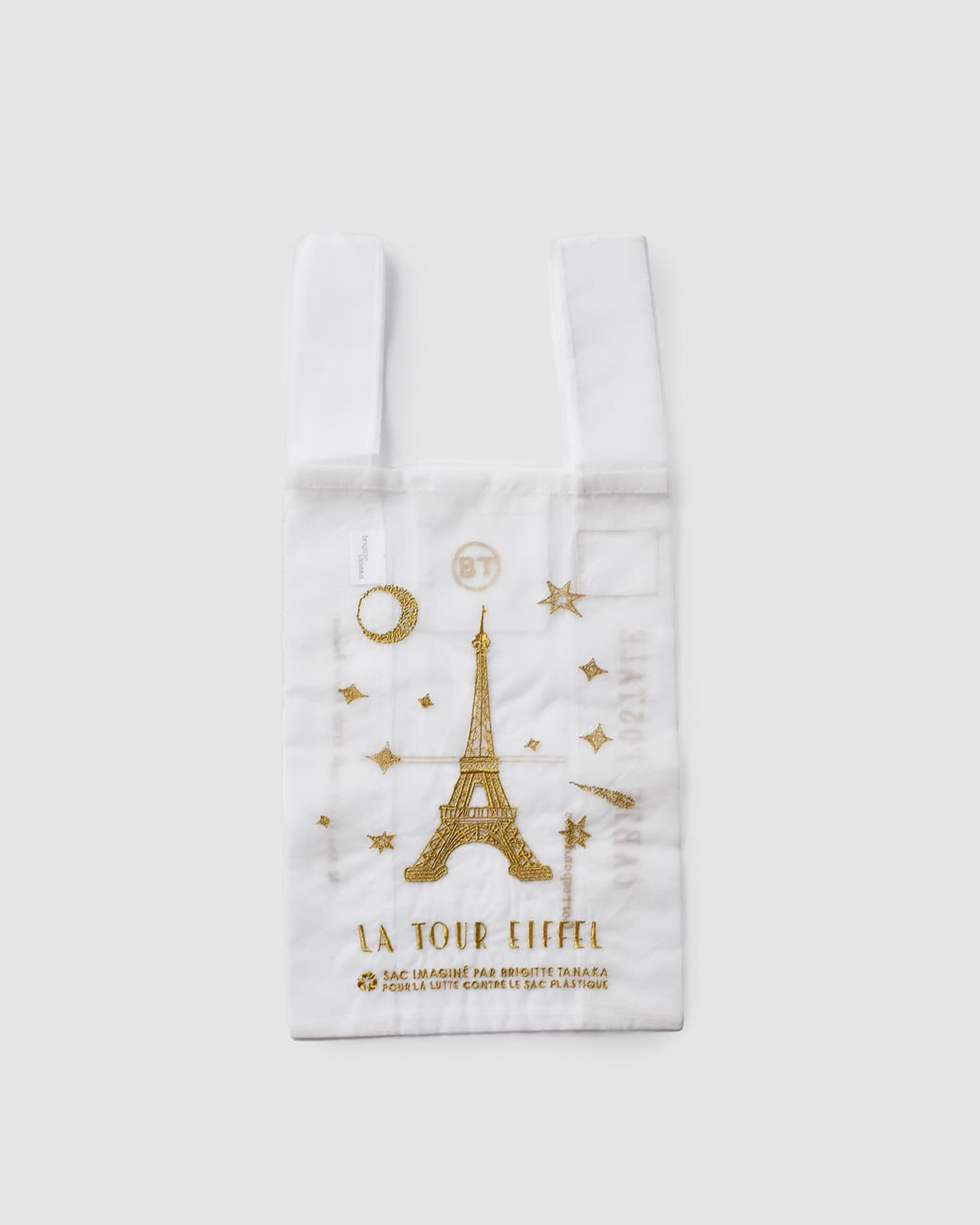 BRIGITTE TANAKA刺繍 トートバッグ “PARIS TOUR EIFFEL WHITE” bt-mo-paristoureiffel