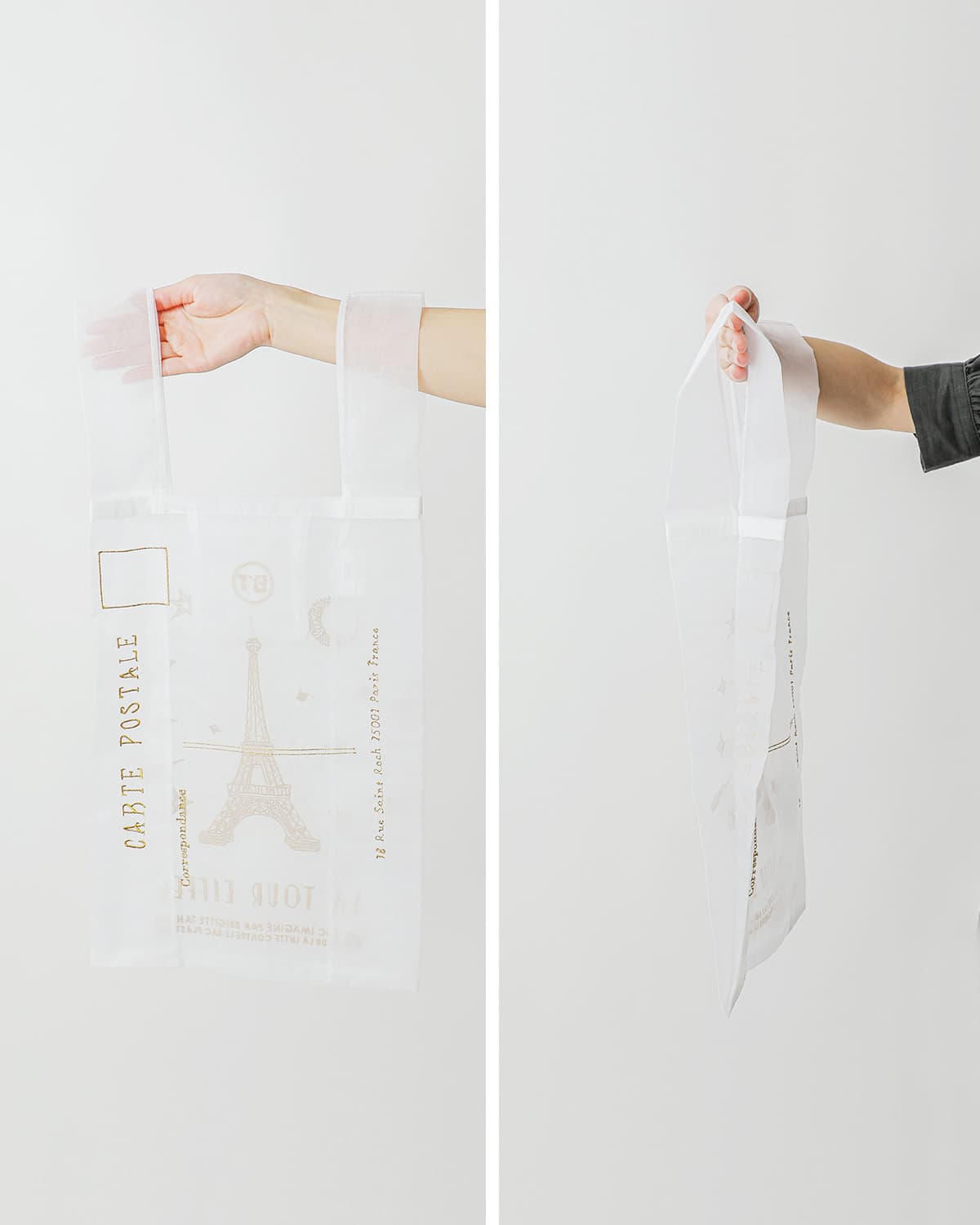 BRIGITTE TANAKA刺繍 トートバッグ “PARIS TOUR EIFFEL WHITE” bt-mo-paristoureiffel