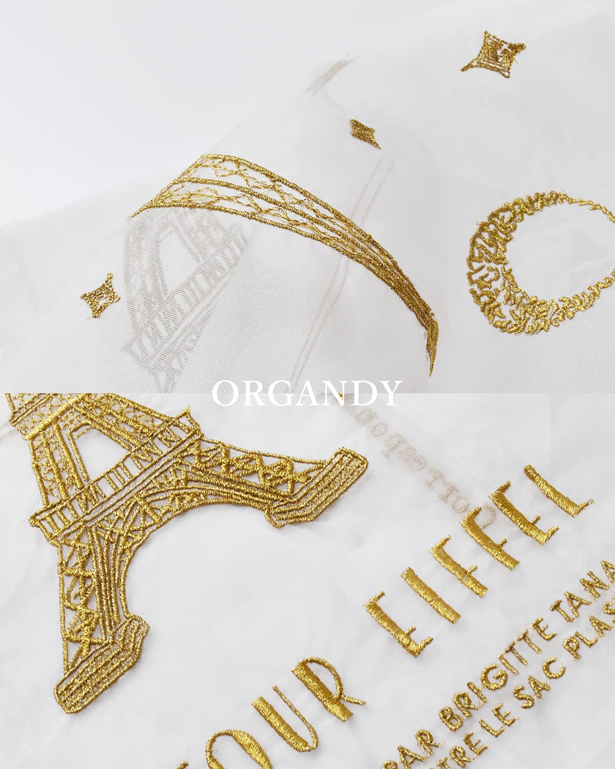 BRIGITTE TANAKA刺繍 トートバッグ “PARIS TOUR EIFFEL WHITE” bt-mo-paristoureiffel