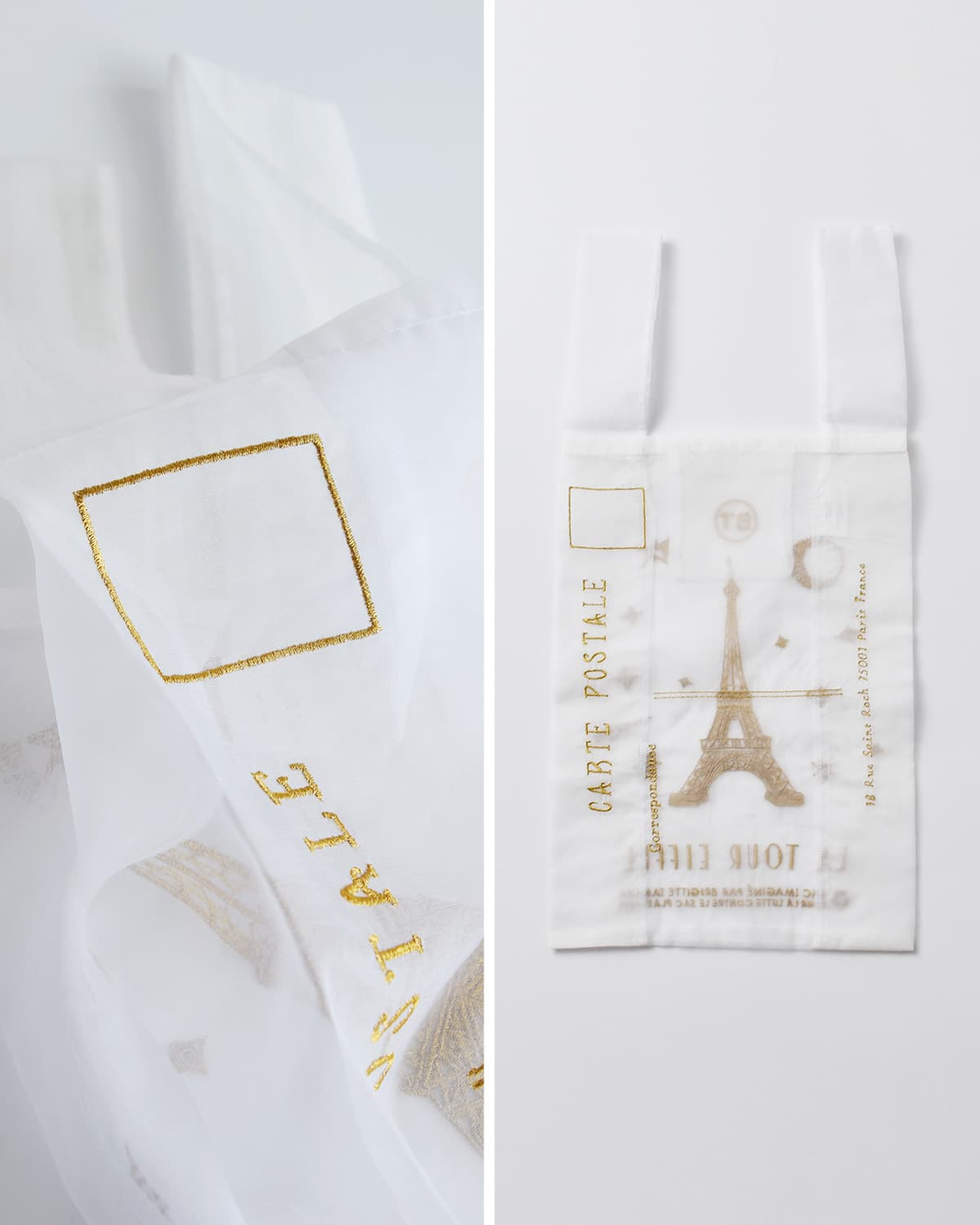 BRIGITTE TANAKA刺繍 トートバッグ “PARIS TOUR EIFFEL WHITE” bt-mo-paristoureiffel