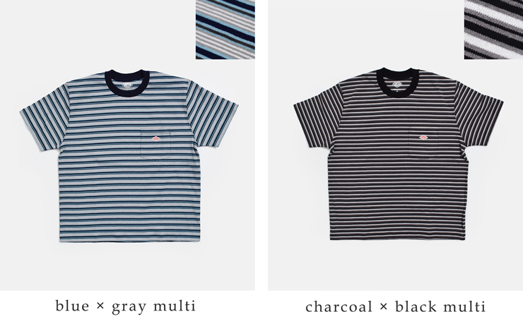 DANTONコットンオープンエンドジャージー ボーダー ポケット Tシャツ dt-c0197tcb-same2