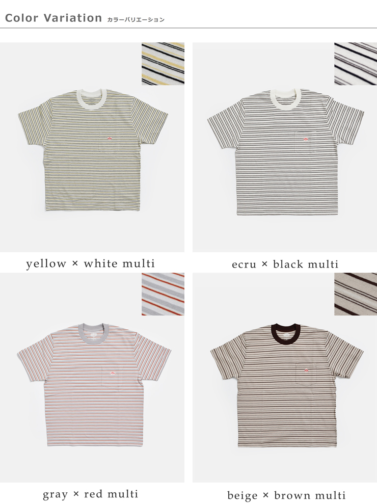 DANTONコットンオープンエンドジャージー ボーダー ポケット Tシャツ dt-c0197tcb-same2