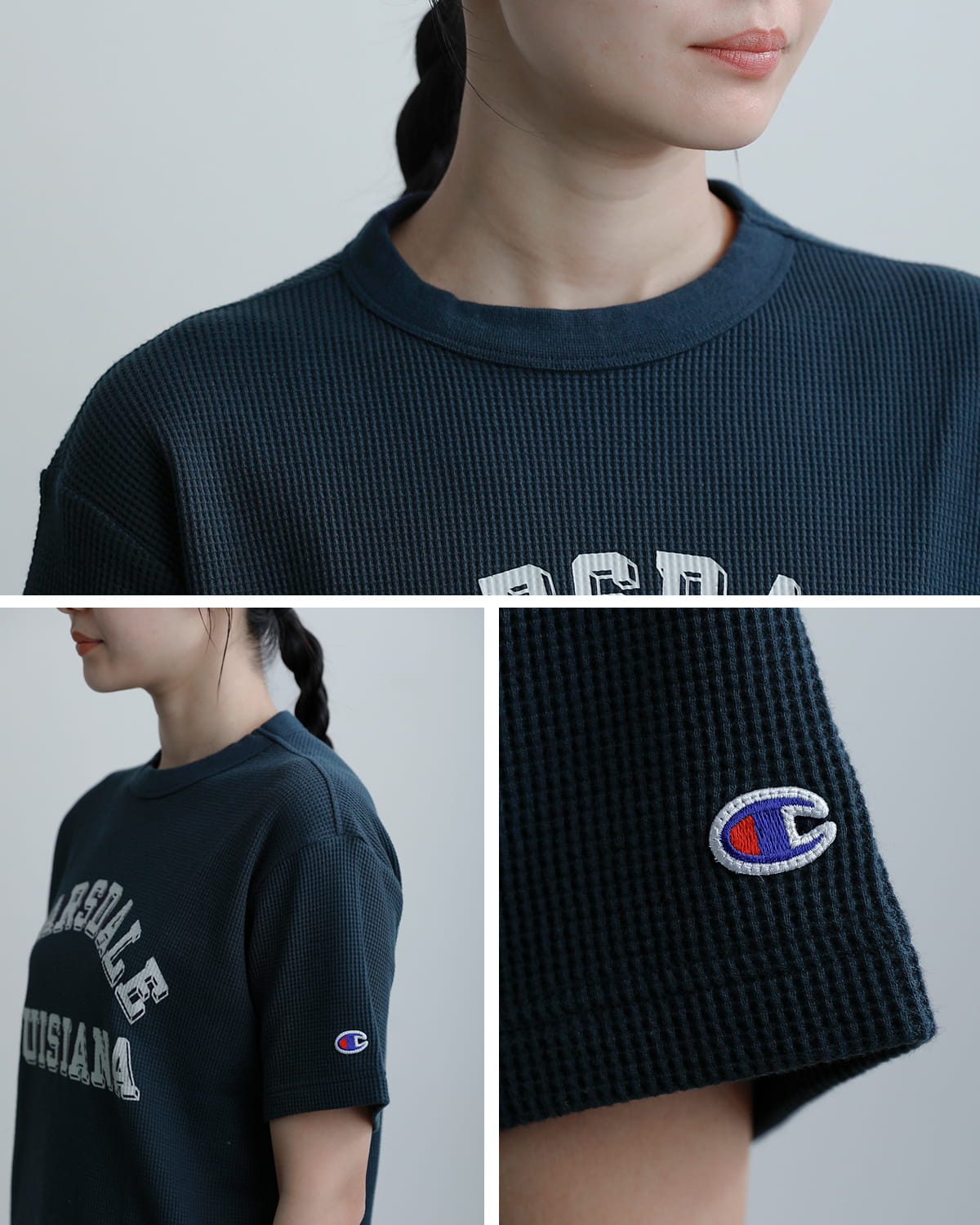 Championコットン 半袖 プリントワッフルTシャツ c3-d349