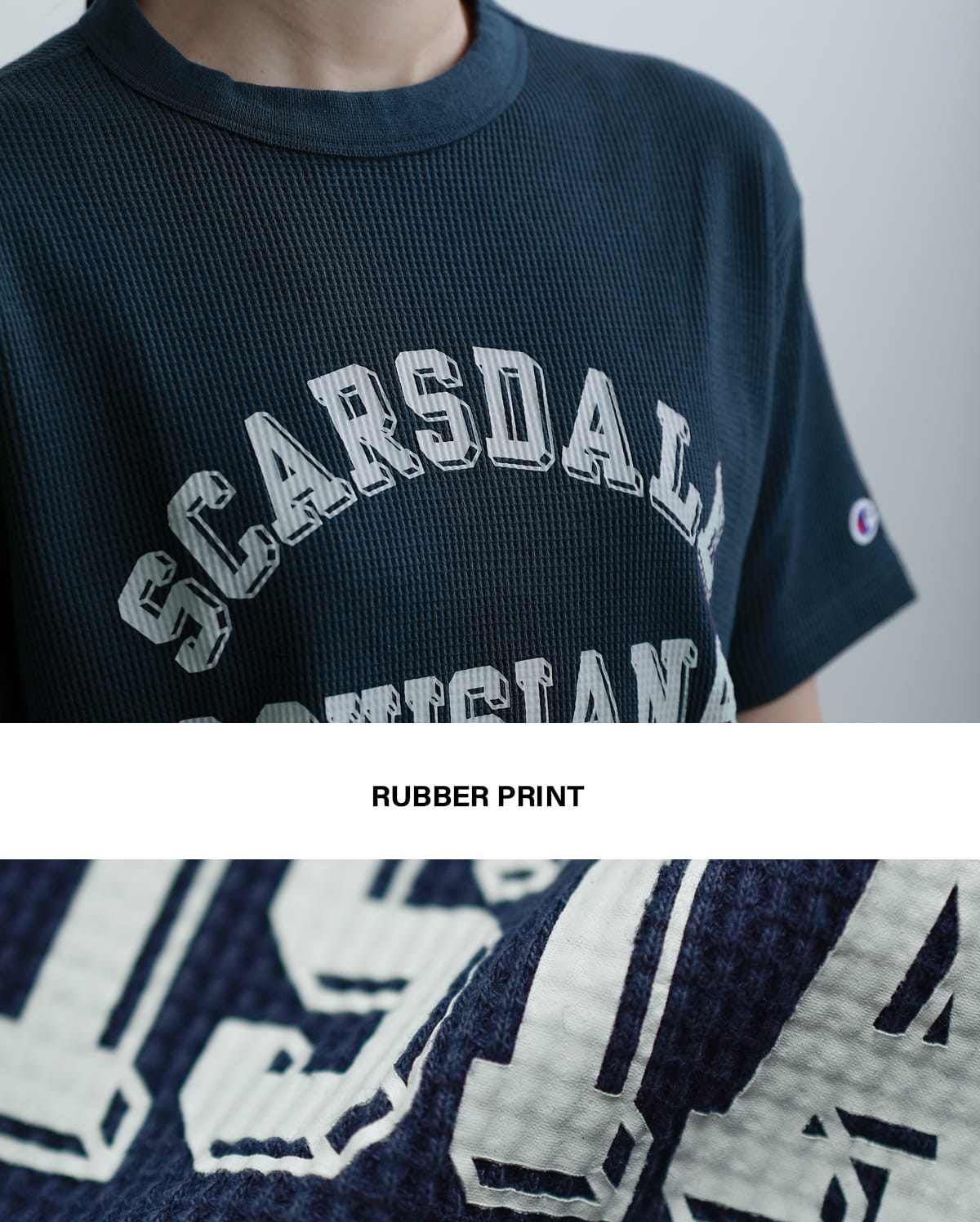 Championコットン 半袖 プリントワッフルTシャツ c3-d349