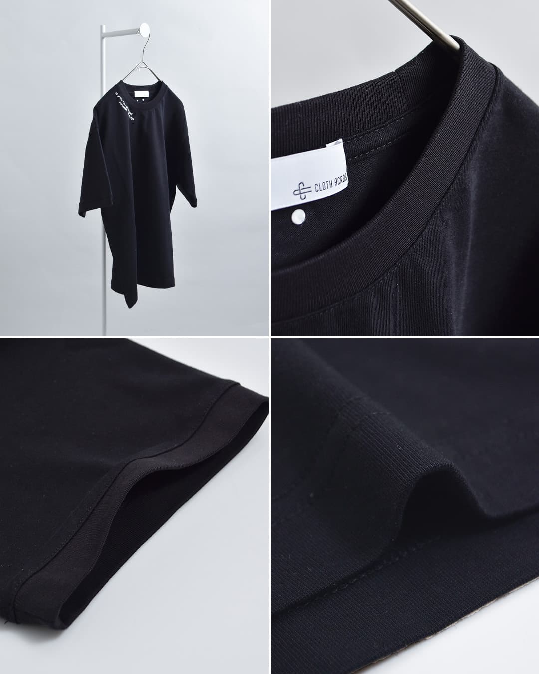 CLOTH ACROSSコットン 天竺 エッジング加工 刺繍 Tシャツ S/S T CLOSE ca26s09