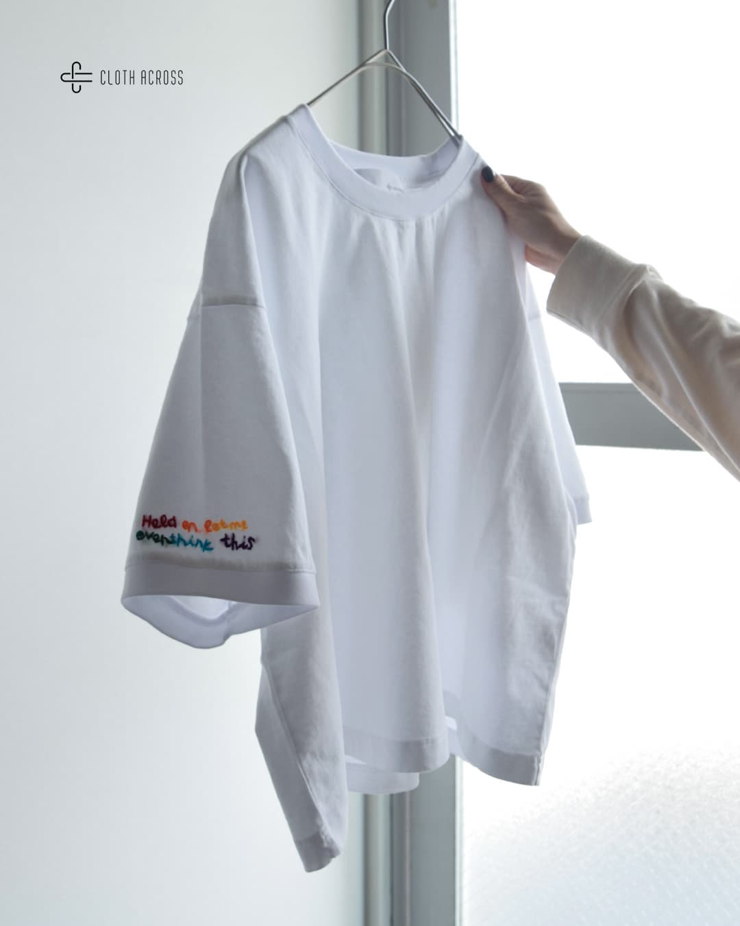 CLOTH ACROSSコットン 天竺 エッジング加工 刺繍 Tシャツ S/S T OVERTHINK ca26s10