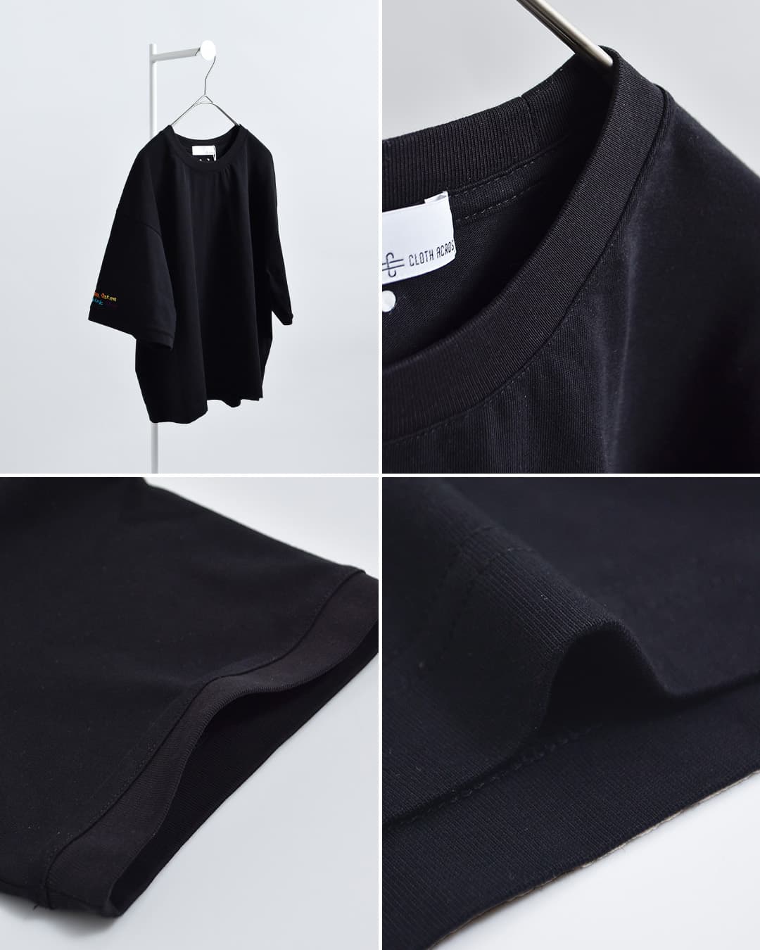 CLOTH ACROSSコットン 天竺 エッジング加工 刺繍 Tシャツ S/S T OVERTHINK ca26s10