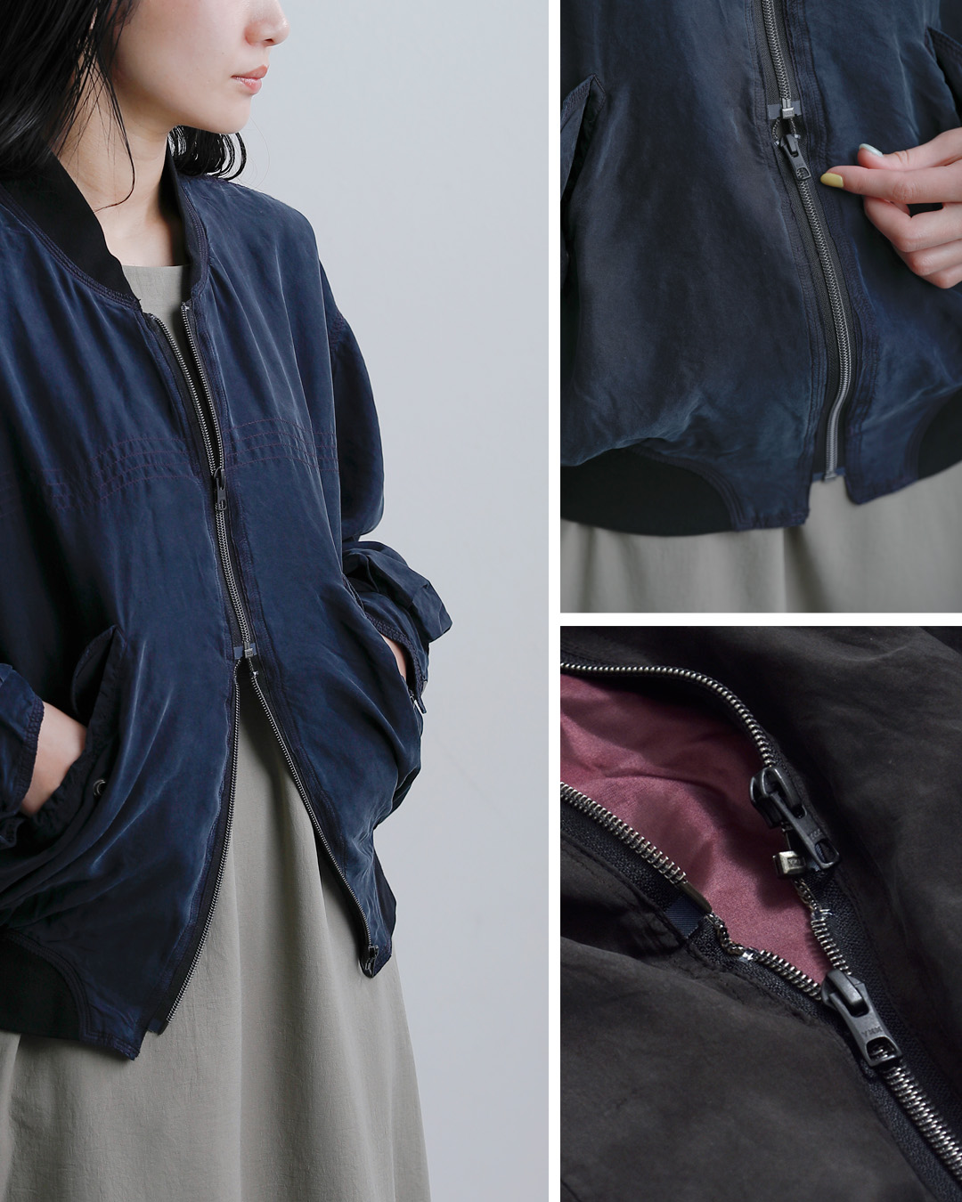 CHANGES(チェンジーズ)リメイク ジップ シルク ジャケット ch5041