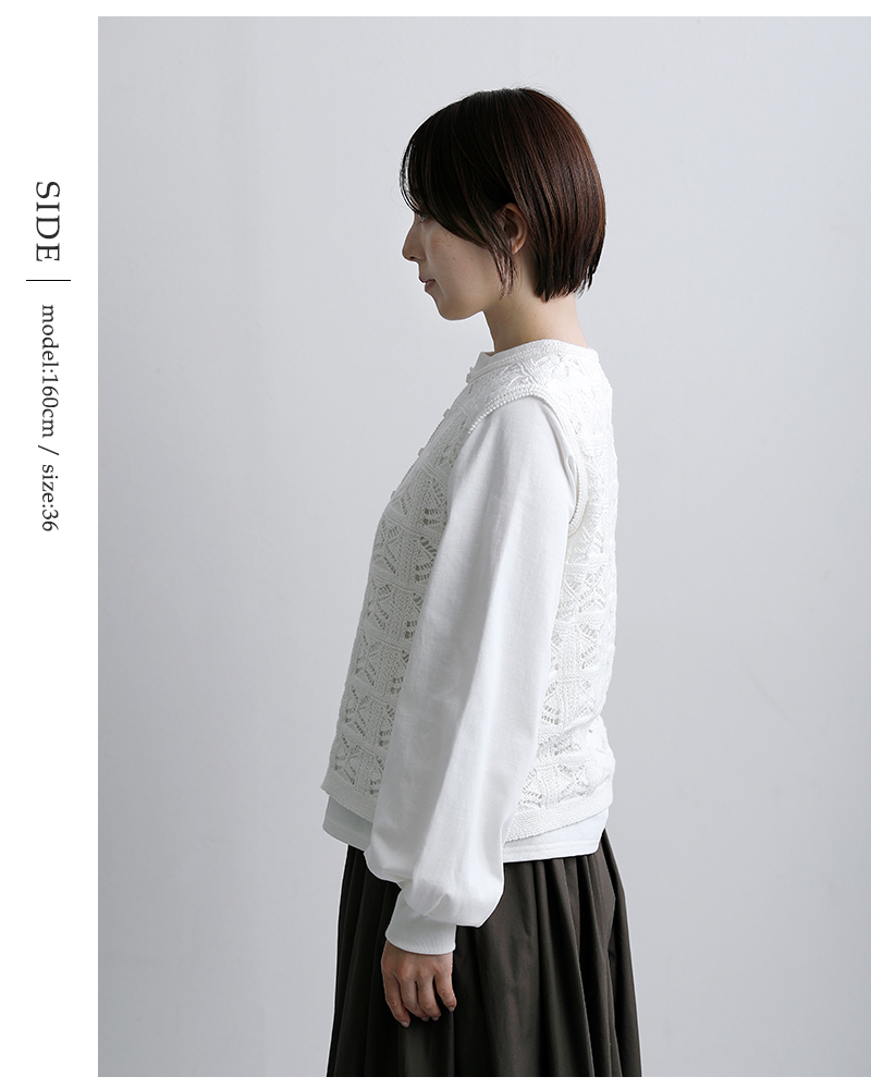 C.T.plage(シーティープラージュ)コットンリネンレース編みベストct26121