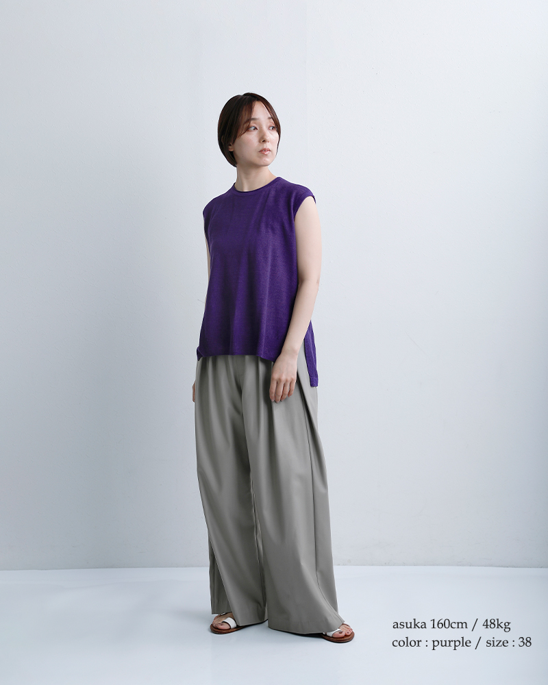 C.T.plage(シーティープラージュ)リネンフレンチスリーブニットトップスct26123