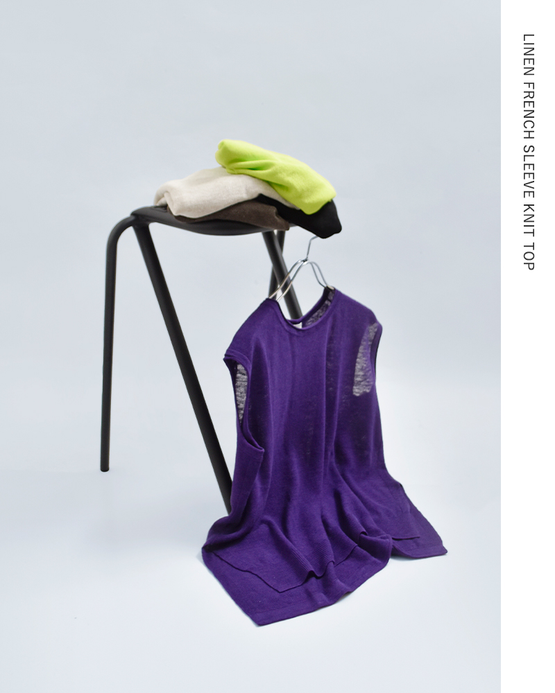 C.T.plage(シーティープラージュ)リネンフレンチスリーブニットトップスct26123