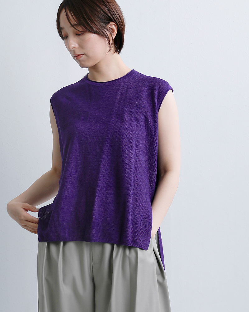 C.T.plage(シーティープラージュ)リネンフレンチスリーブニットトップスct26123