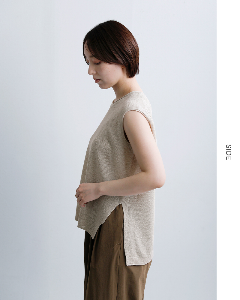 C.T.plage(シーティープラージュ)リネンフレンチスリーブニットトップスct26123