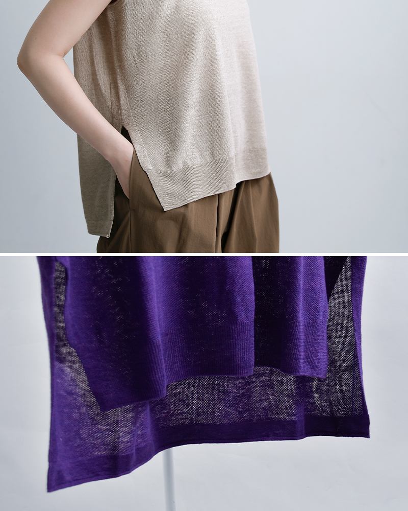 C.T.plage(シーティープラージュ)リネンフレンチスリーブニットトップスct26123