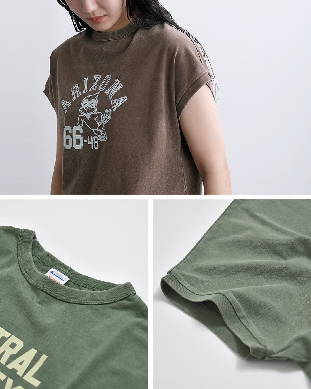 ChampionUSAコットン フレンチスリーブ プリントTシャツ cw-d308