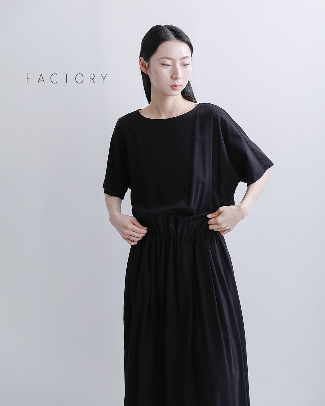 FACTORYバンブー コットン ブラウジング ワンピース d-09-same1