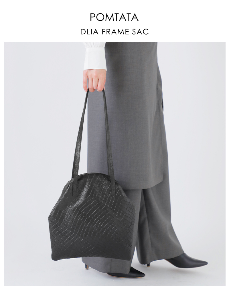 POMTATA(ポンタタ)カウレザークロコ型押しフレームショルダーバッグDLIAFRAMESACdlia-frame-sac