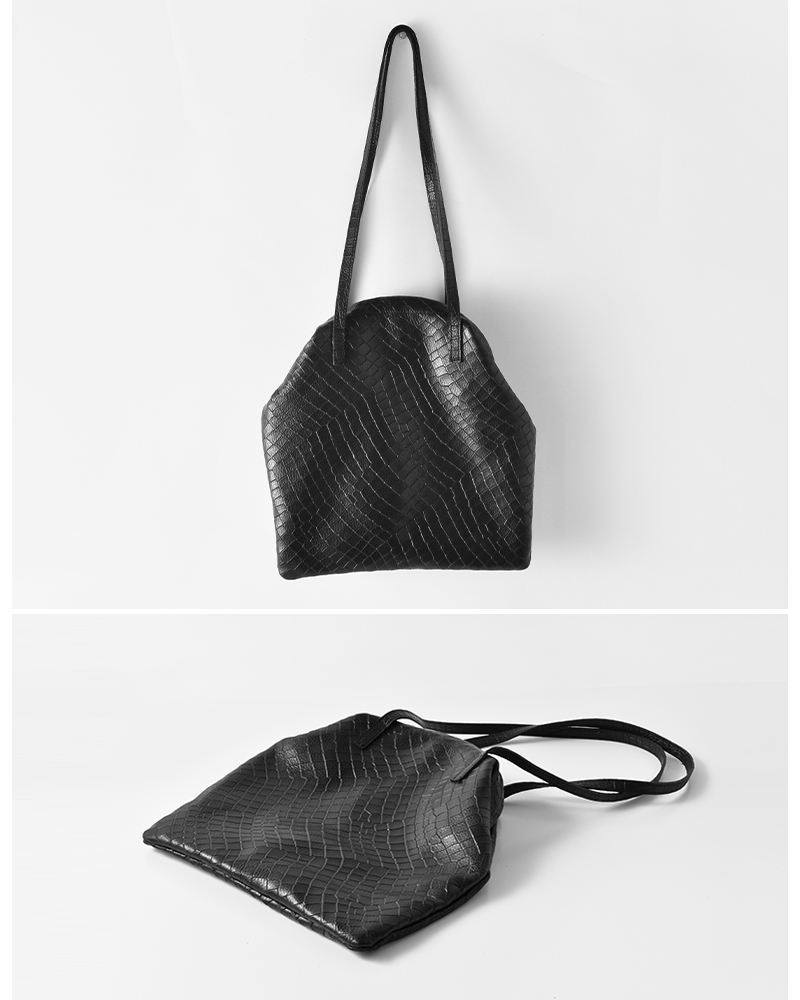 POMTATA(ポンタタ)カウレザークロコ型押しフレームショルダーバッグDLIAFRAMESACdlia-frame-sac