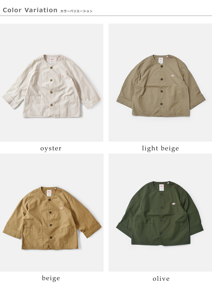 DANTON(ダントン)コットンリネンウェザーワッシャーカラーレスショートジャケットdt-a0473cfd-26ss