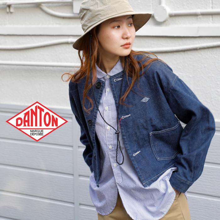DANTONカツラギ/デニムカラーレスショートジャケットdt-a0480mht-kdm